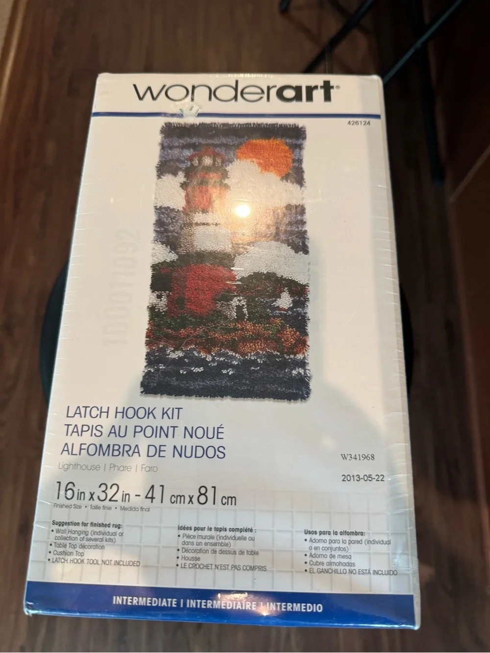 WonderArt Lighthouse Tapestry Latch Hook Kit - White, Orange, Blue